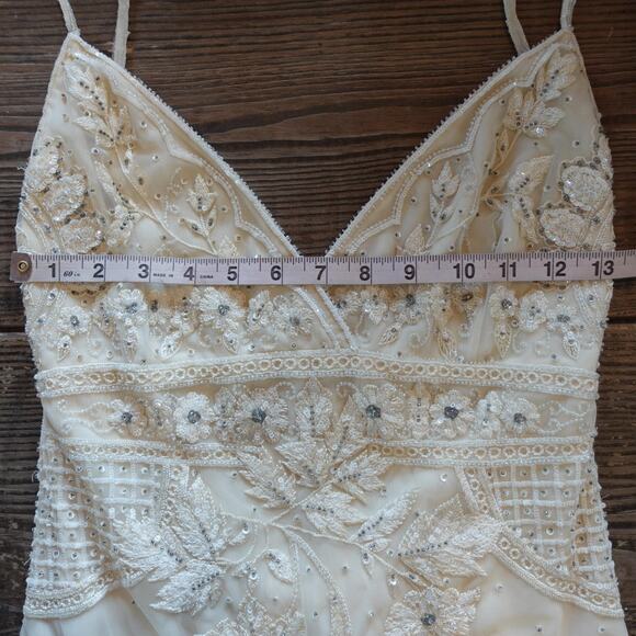 Collette Dinnigan Wedding Gown Small Ivory Beaded Sequin Bridal Dress Y2K VTG - Picture 11 of 16